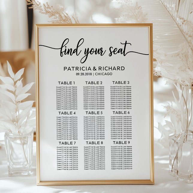 Wedding Seating Chart Elegant Calligraphy (Creator Uploaded)