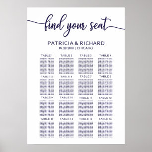 Wedding Seating Chart Elegant Chic Navy Blue