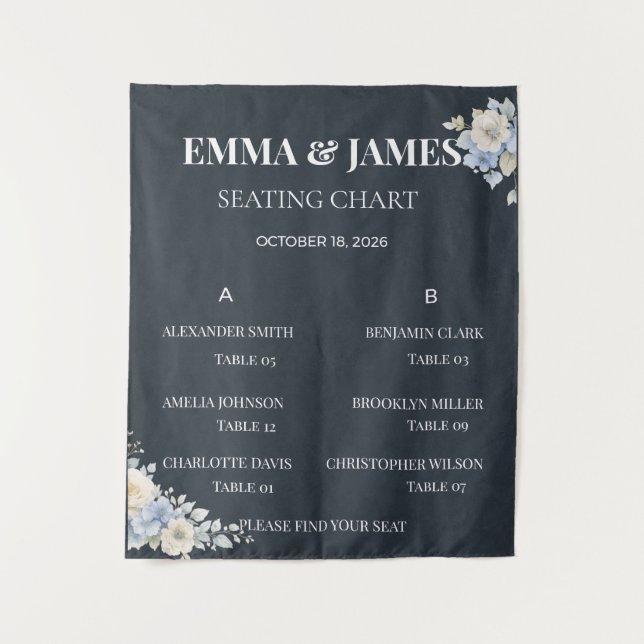 Wedding Seating Chart | Elegant Floral Tapestry (Front)