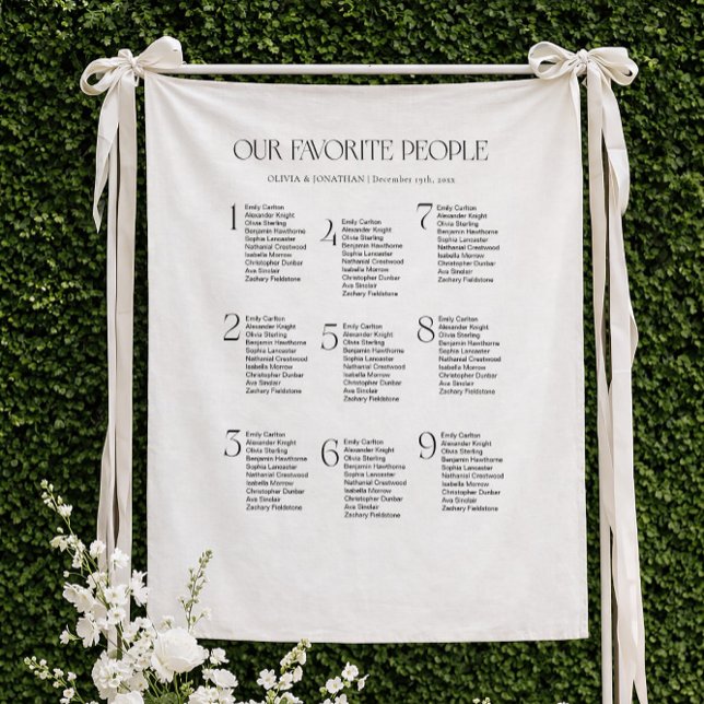Wedding Seating Chart Fabric 9 Tables Fabric Tapestry (Creator Uploaded)