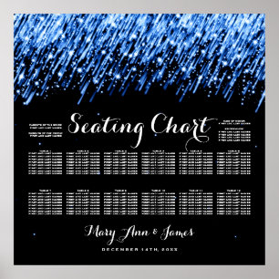Wedding Seating Chart Falling Stars Sapphire Blue