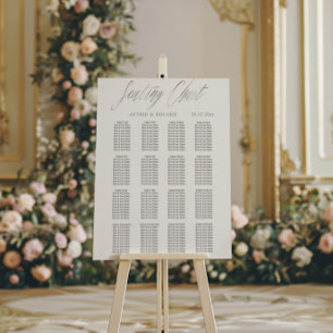 Wedding Seating Chart Faux Metallic Gold & White 