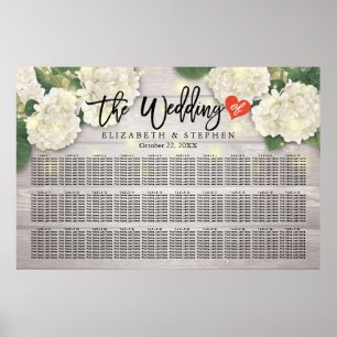 Wedding Seating Chart Flowers String Lights Wood