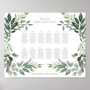 Wedding Seating Chart Foliage Bouquet