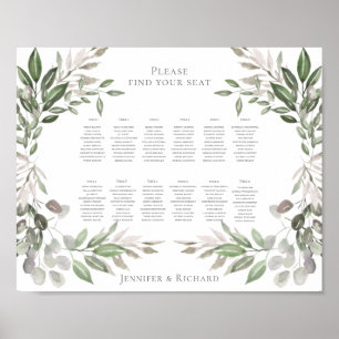 Wedding Seating Chart Foliage Bouquet