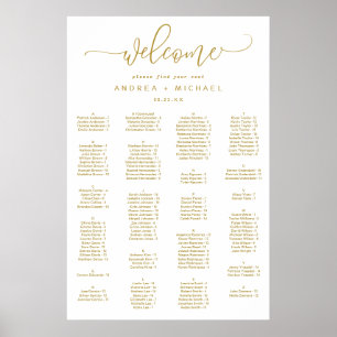 Wedding Seating Chart Gold Bouncy Script