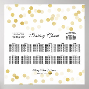 Wedding Seating Chart Gold Foil Glitter Lights