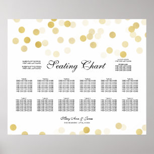 Wedding Seating Chart Gold Foil Glitter Lights