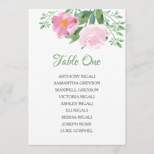 Wedding Seating Chart, Greenery Floral Table Plan Invitation
