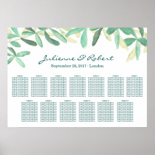 Wedding Seating Chart Greenery Landscape 13 Tables