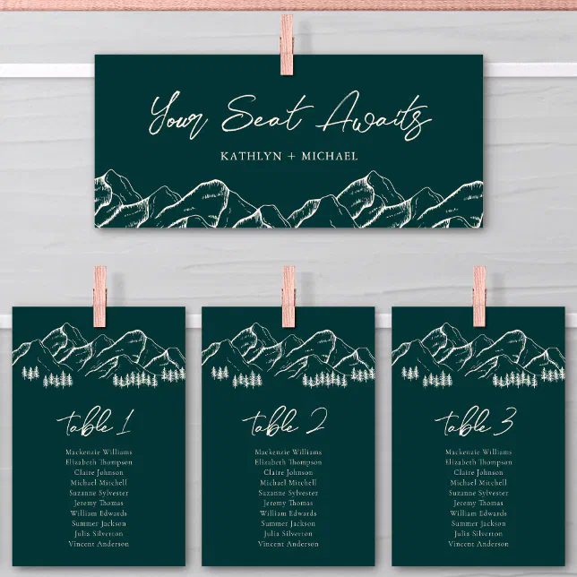 Wedding Seating Chart Header Mountain Outdoor Card | Zazzle