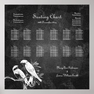 Wedding Seating Chart Love Birds Black