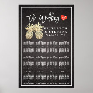 Wedding Seating Chart Modern Gold Pineapple Couple