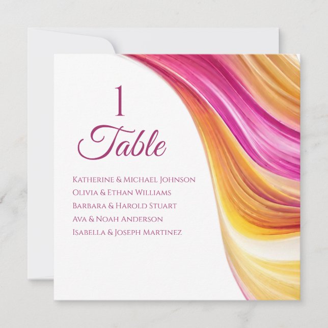 Wedding Seating Chart- Modern-Pink Orange Yellow- Invitation (Front)