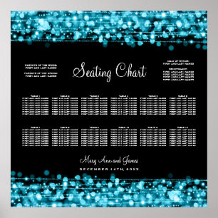 Wedding Seating Chart Party Sparkles Turquoise