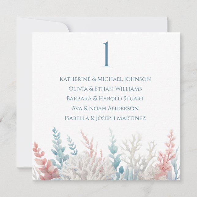 Wedding Seating Chart- Pastel Coral Reef-Beach Invitation (Front)