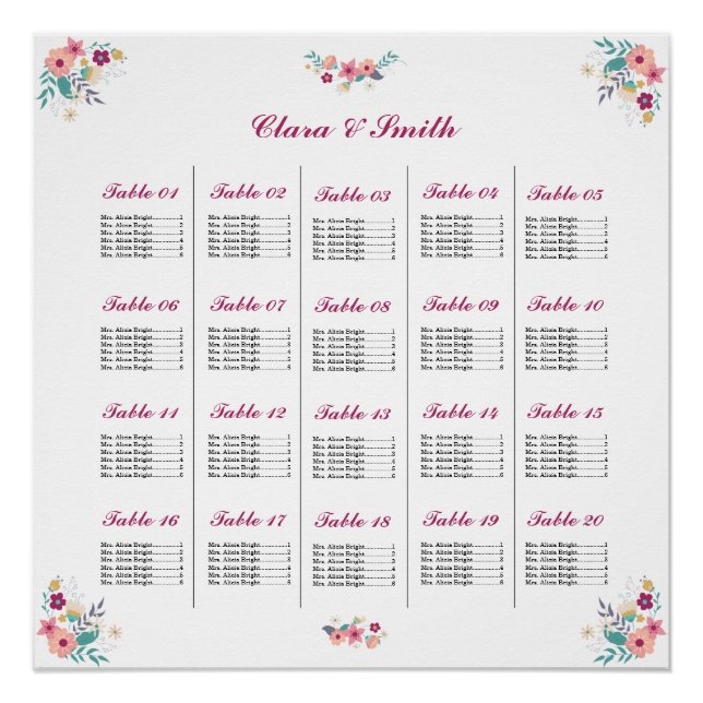 Wedding Seating Chart Poster (Front)
