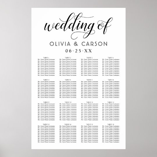 Wedding Seating Chart Poster | Black and White