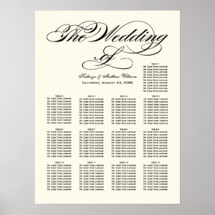 Wedding Seating Chart Poster Black Calligraphy