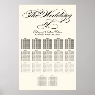 Wedding Seating Chart Poster Black Calligraphy