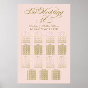 Wedding Seating Chart Poster   Gold Calligraphy