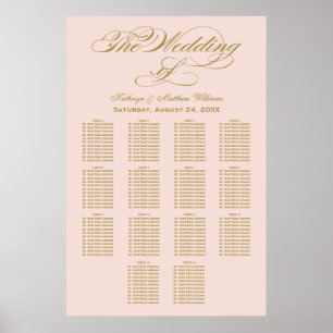 Wedding Seating Chart Poster Gold Calligraphy