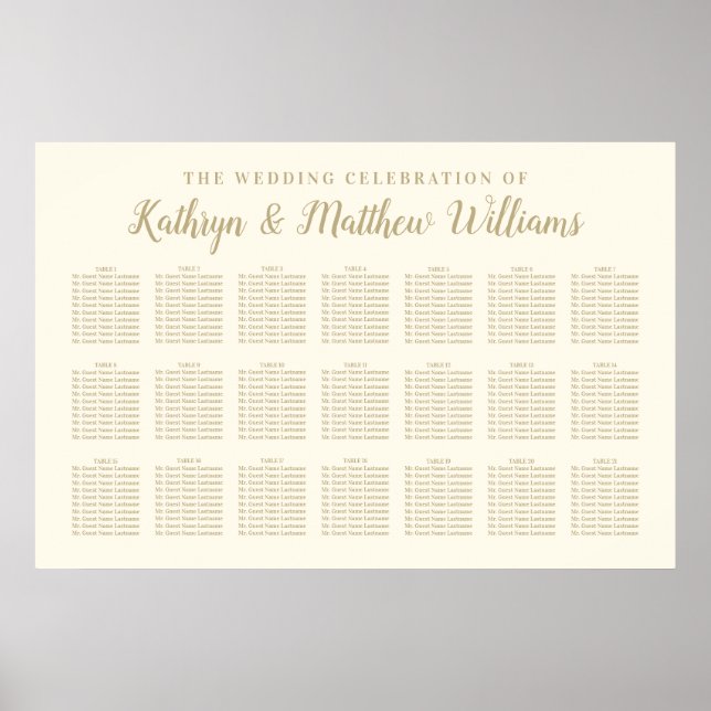 Wedding Seating Chart Poster | Gold Celebration (Front)