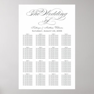 Wedding Seating Chart Poster   Grey Calligraphy