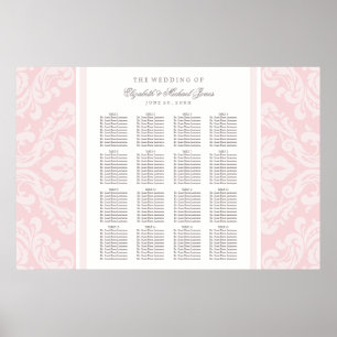 Wedding Seating Chart Poster   Pink Damask