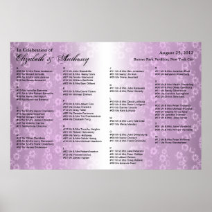 Wedding Seating Chart Poster Purple Floral