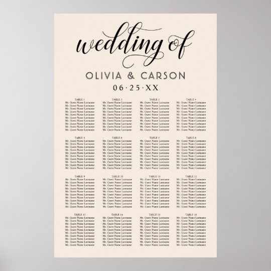 Wedding Seating Chart Poster | Warm White