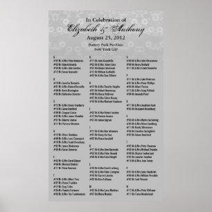 Wedding Seating Chart Poster White Floral 36x60