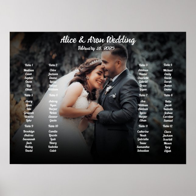 Wedding seating chart poster with photo (Front)