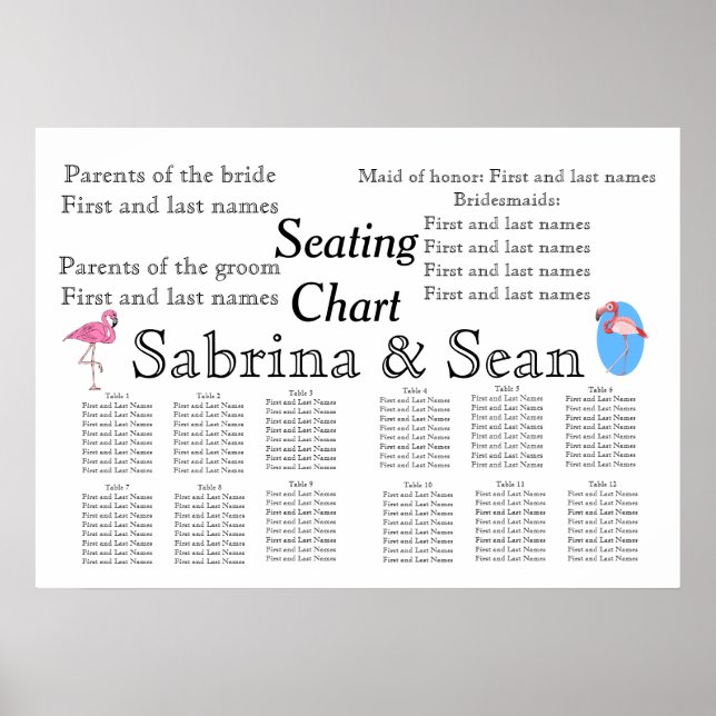 Wedding Seating Chart Romantic Custom Personalise (Front)