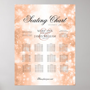 Wedding Seating Chart Rose Gold Shimmer Lights
