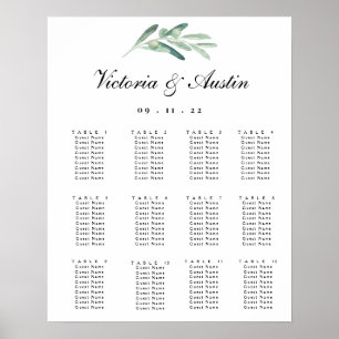 Wedding Seating Chart, Rustic, Olive Branch Poster