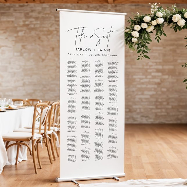 Wedding Seating Chart Sign, Alphabetical Seating Retractable Banner (Creator Uploaded)