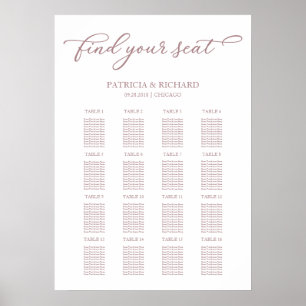 Wedding Seating Chart Sign Chic Rose Gold Script