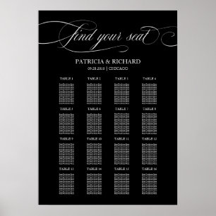Wedding Seating Chart Sign Elegant Black