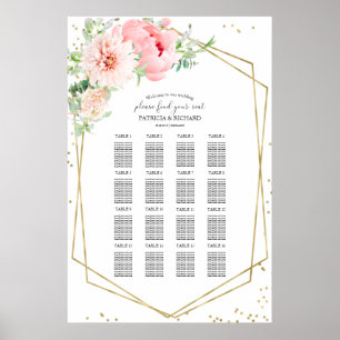Wedding Seating Chart Sign Elegant Blush Floral