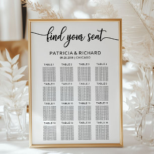 Wedding Seating Chart Sign Elegant Calligraphy