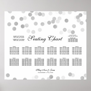 Wedding Seating Chart Silver Foil Glitter Lights