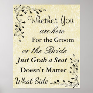 Wedding Seating Chart, Sit "wherever" Cream Poster
