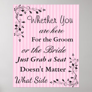 Wedding Seating Chart, Sit "wherever" Pink Poster