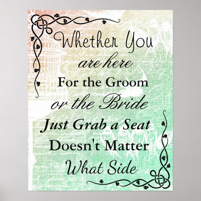 Wedding Seating Chart, Sit "wherever"  Poster (Front)