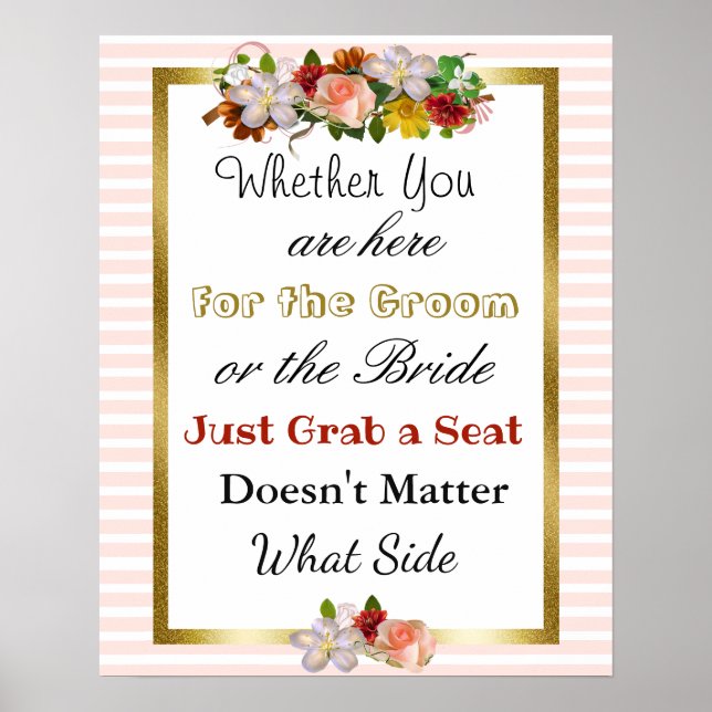 Wedding Seating Chart, Sit "wherever"  Poster (Front)