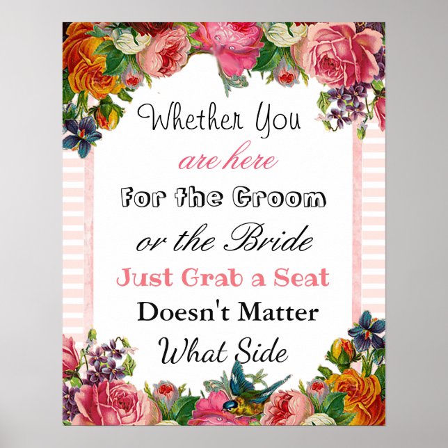 Wedding Seating Chart, Sit "wherever"  Poster (Front)