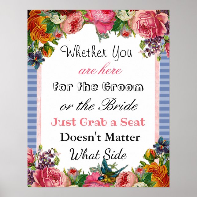 Wedding Seating Chart, Sit "wherever"  Poster (Front)