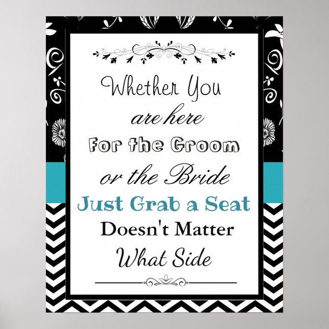 Wedding Seating Chart, Sit "wherever"  Poster (Front)