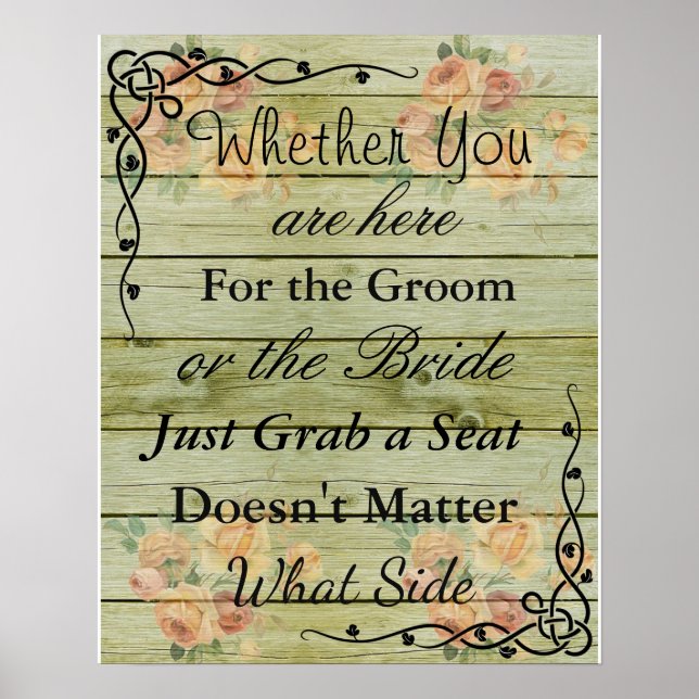 Wedding Seating Chart, Sit "wherever"  Poster (Front)